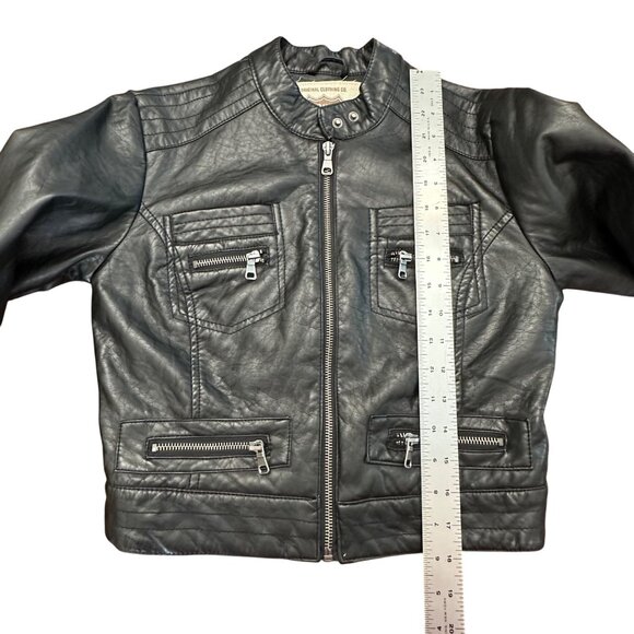 Route 66 Faux Leather Jacket Youth Small Black Zippers Biker Full Zip Lined - Picture 8 of 10